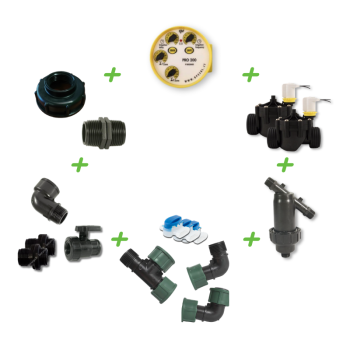 Gravitacinis laistymo rinkinys iš IBC konteinerio – 2 sekcijos