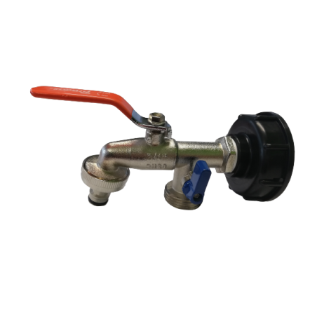 IBC žalvarinis ventilis ¾", 2 x 1” išorinis sriegis su greitu sujungimu | laistymoiranga.lt