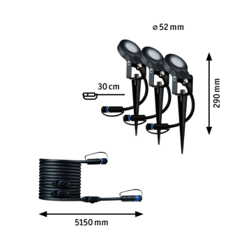 Plug & Shine įsmeigiamų šviestuvų rinkinys Sting 3x6,4W 