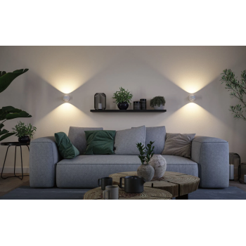 Sieninis akumuliatorinis šviestuvas Zorik su jutikliu, baltas