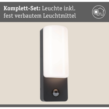 Sieninis lauko šviestuvas Bonnie 8,5W su judesio davikliu