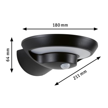 Sieninis šviestuvas Bordola 3,5W su saulės baterija ir judesio davikliu